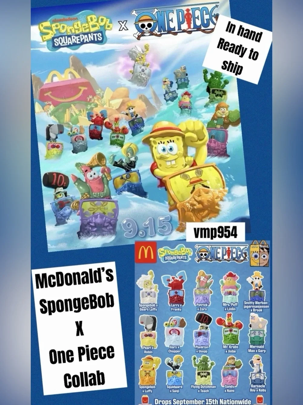 McDonalds SpongeBob SquarePants One Piece Complete Set 15 Toys Plus Box 2026⁠